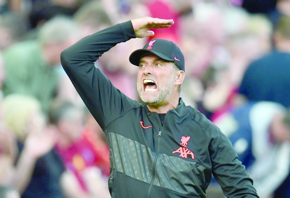 Liverpool manager Juergen Klopp reacts. -- Reuters