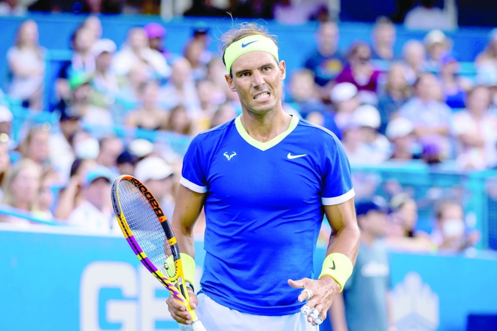 Rafael Nadal of Spain reacts during the Citi Open at Rock Creek Park Tennis Center. -- USA Today Sports