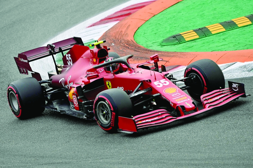 Ferrari's driver Carlos Sainz Jr drives during a qualifying session at the Autodromo Nazionale circuit in Monza. -- AFP

