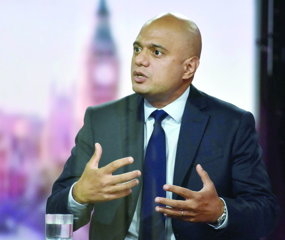 Britain's Health Secretary Sajid Javid appears as a guest on the Andrew Marr Show, at the BBC headquarters in London. - Reuters