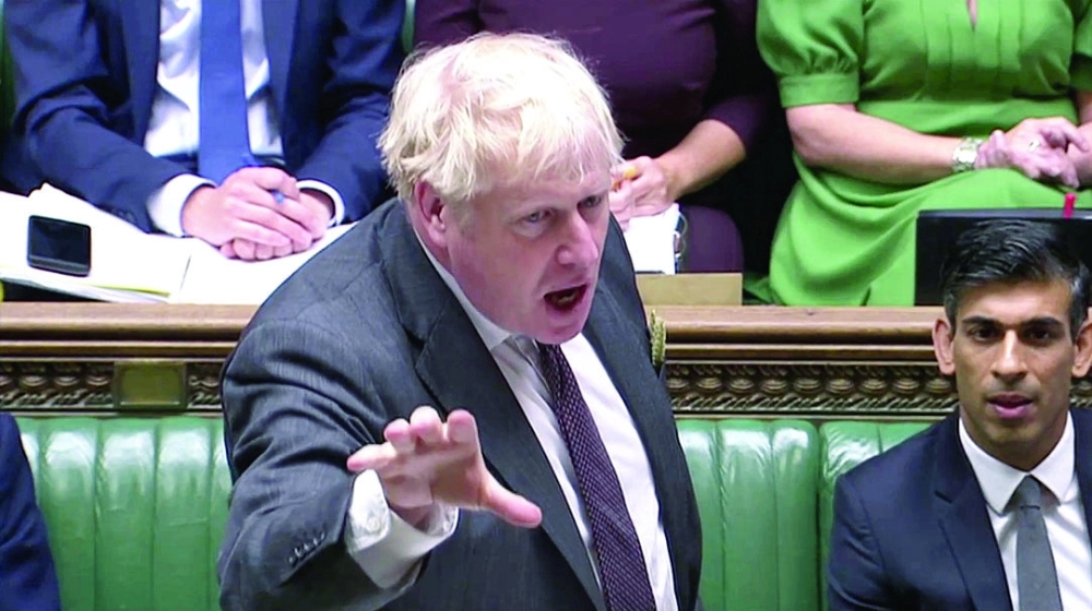 Britain's Prime Minister Boris Johnson during the weekly question time debate in Parliament in London. - Reuters