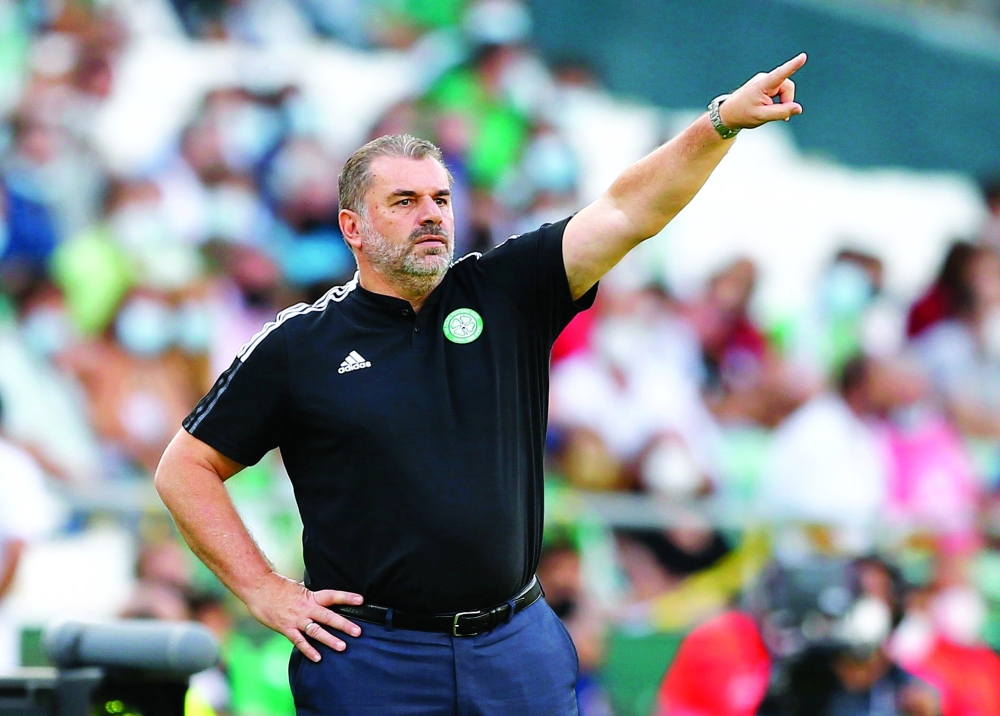 Celtic coach Ange Postecoglou reacts. -- Reuters