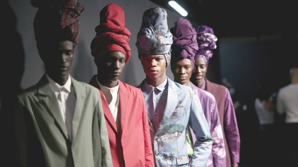 Models during London Fashion Week