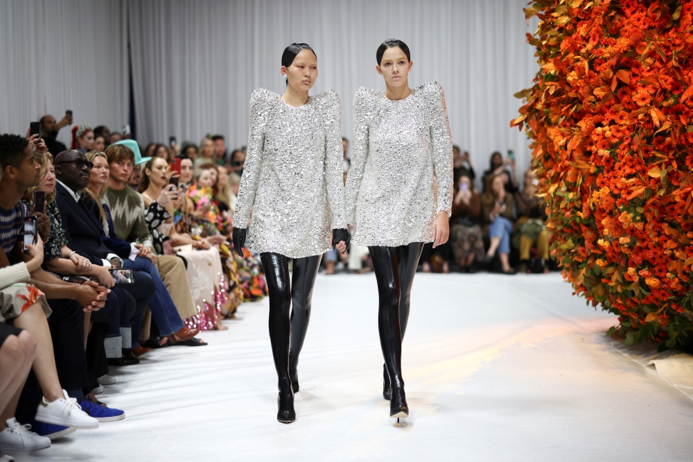 Models during London Fashion Week