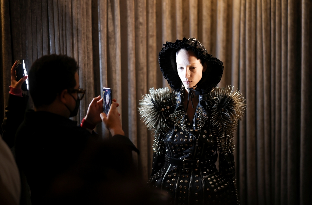 Models during London Fashion Week