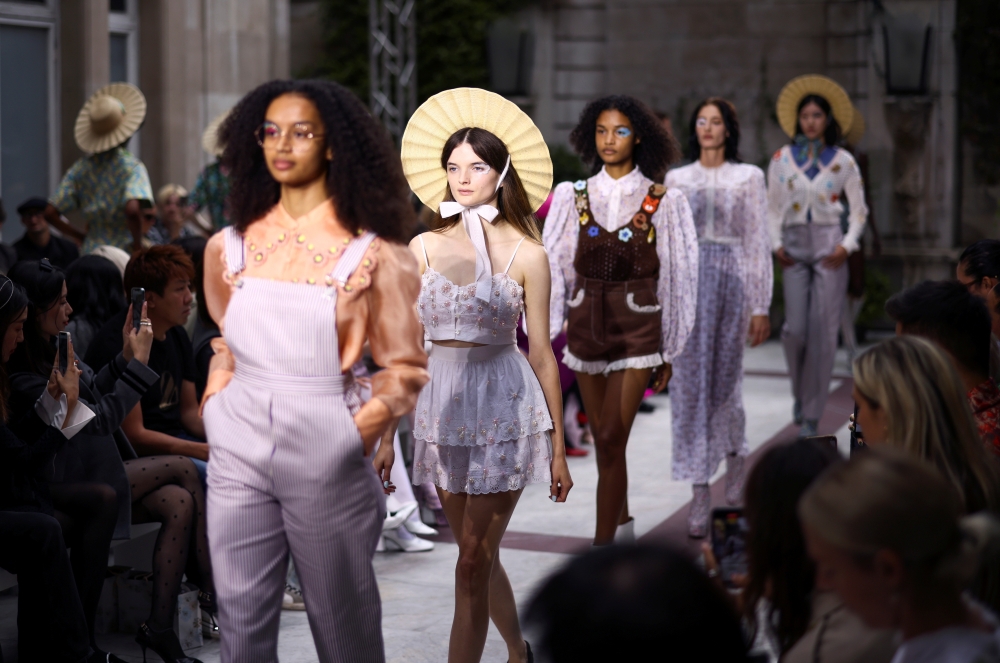 Models during London Fashion Week