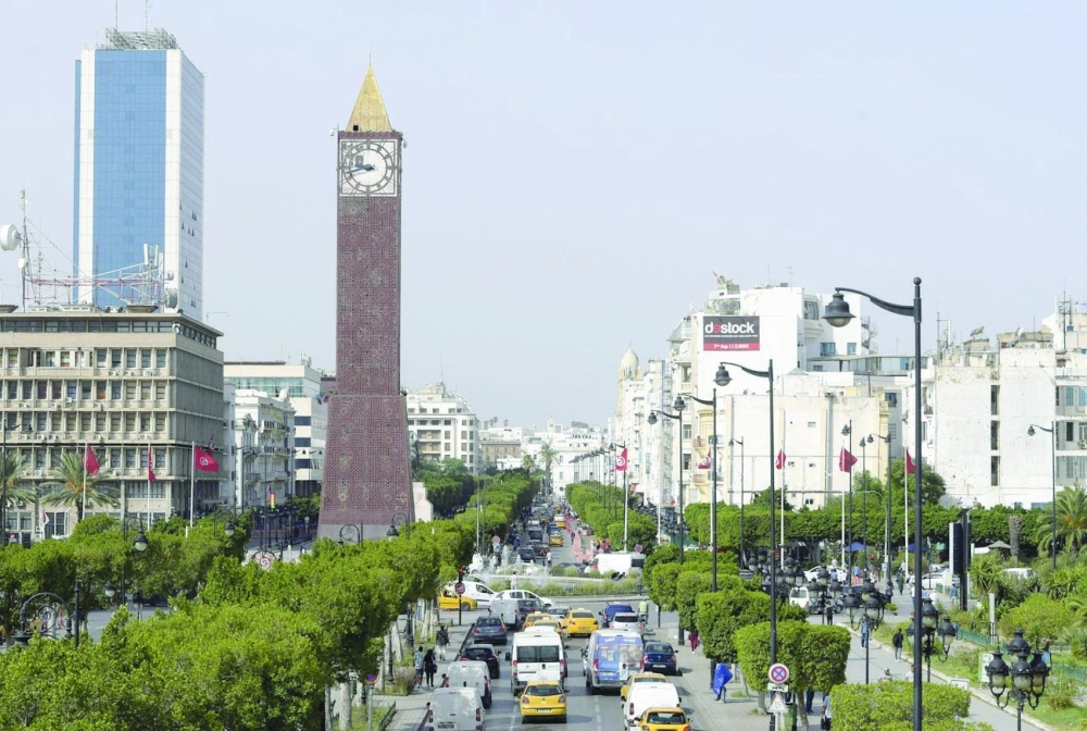 A picture shows the Habib Bourguiba avenue in Tunis. Tunisia's largest political party, Ennahda, has called President Kais Saied's moves 'a flagrant coup against democratic legitimacy' and called for people to unite and defend democracy in 'a tireless peaceful struggle'. -- AFP
