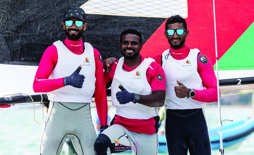 Oman Sail crew at the Marina Militare Nastro Rosa Tour 2021.