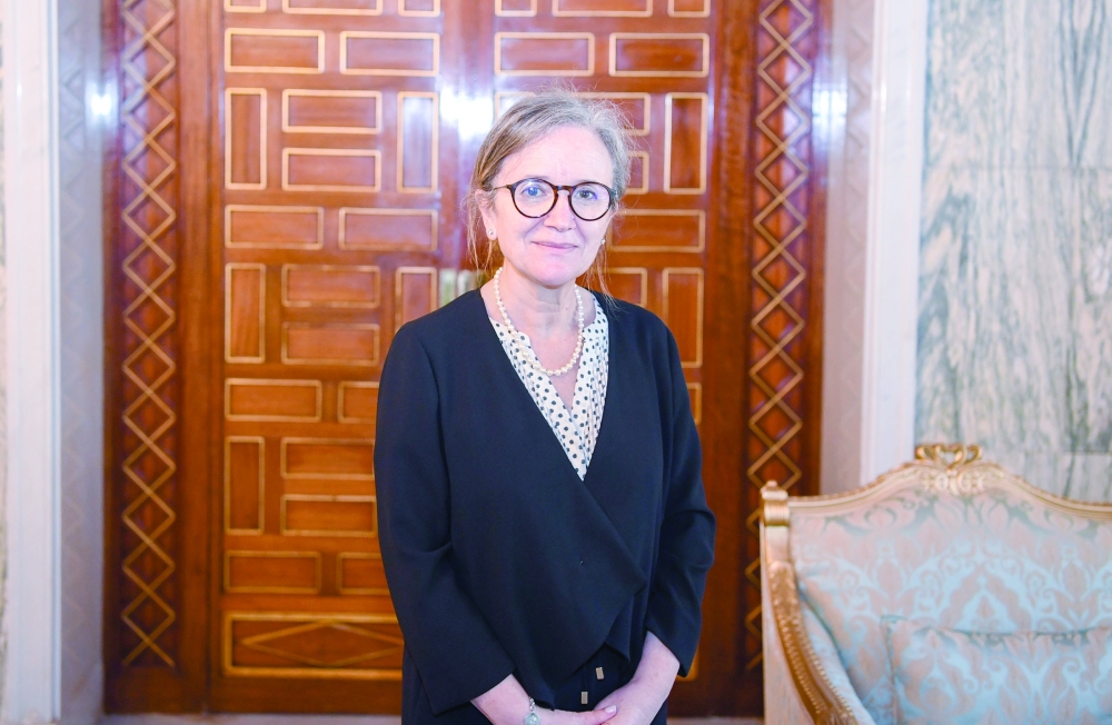 Newly appointed Prime Minister Najla Bouden Romdhane poses for a picture during her meeting with President Kais Saied, in Tunis, on Wednesday. - Reuters