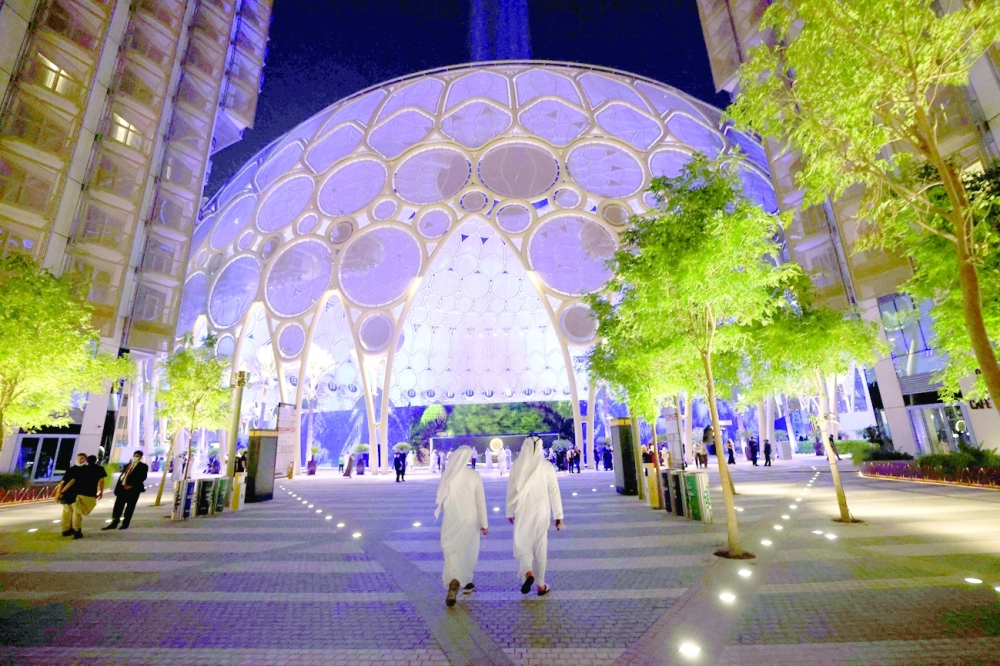 People visit the site of Expo 2020, on September 30, 2021, on the day of its opening in Dubai on Thursday. -- AFP