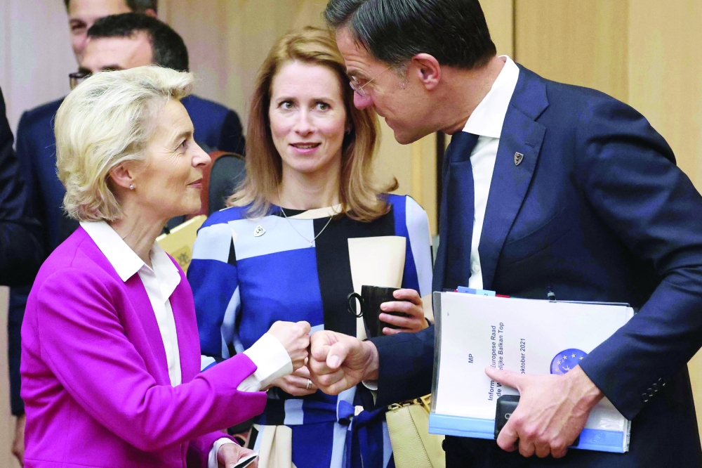 European Commission President Ursula von der Leyen, Estonia's Prime Minister Kaja Kallas and Netherlands' Prime Minister Mark Rutte at the EU-Western Balkans summit at Brdo Congress Centre, near Ljubljana. - AFP