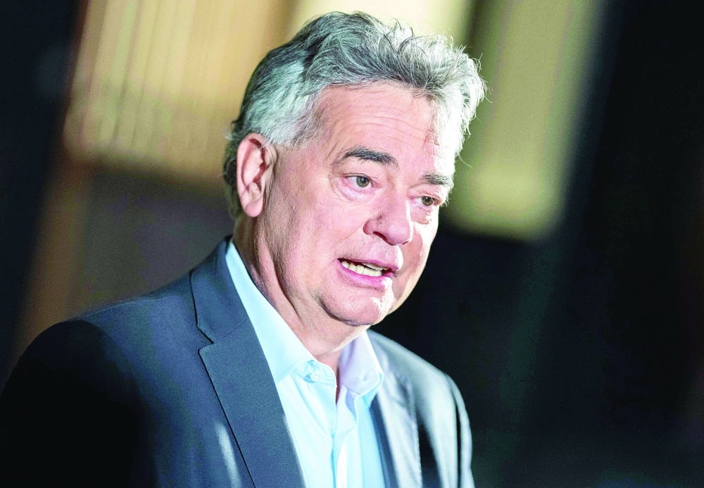 Austrian Vice-Chancellor Werner Kogler (Greens) gives a statement following talks with SPoe, liberal NEOS Party and Freedom Party of Austria FPoe in Vienna. - AFP
