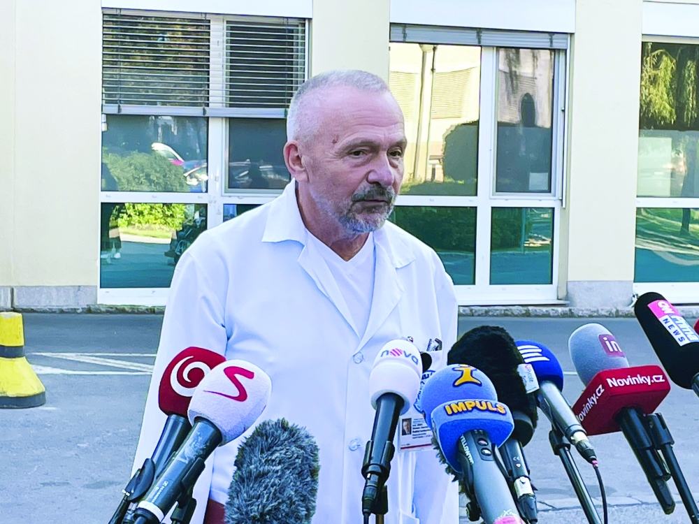 Miroslav Zavoral, director of the Military University Hospital, speaks to the media after Czech President Milos Zeman was admitted to an ICU due to complications related to an undisclosed chronic condition in Prague. - Reuters
