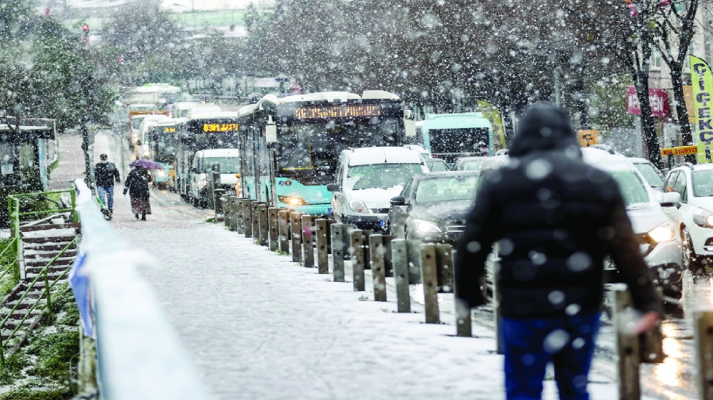 A file photo of snowfall in Istanbul. 