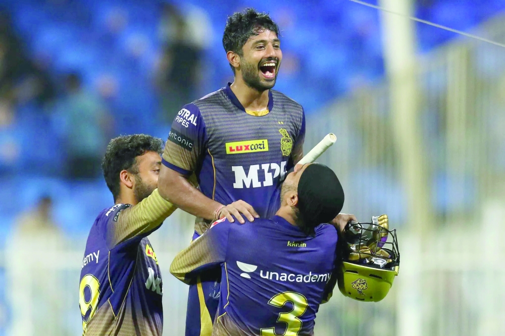 Kolkata players celebrate after the win.