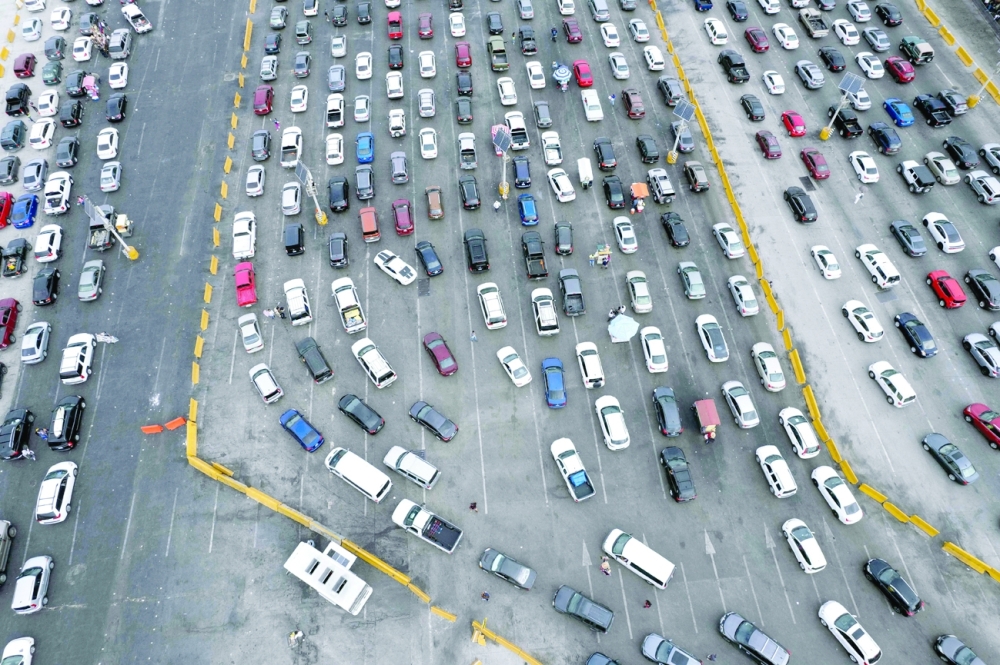 Aerial view of San Ysidro crossing port on the Mexican side of the US - Mexico border in Tijuana, Baja Caifornia state, on August 20, 2021. The US announced on Friday that it will allow entry to foreign travelers who are fully vaccinated against Covid-19, by both land and air, starting November 8. -- AFP