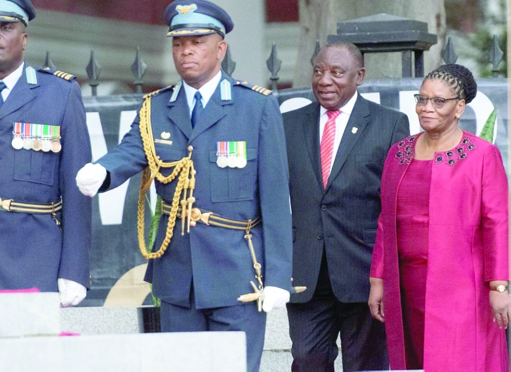 South African President Cyril Ramaphosa with Thandi Modise, former Speaker of the National Assembly. -- Reuters
