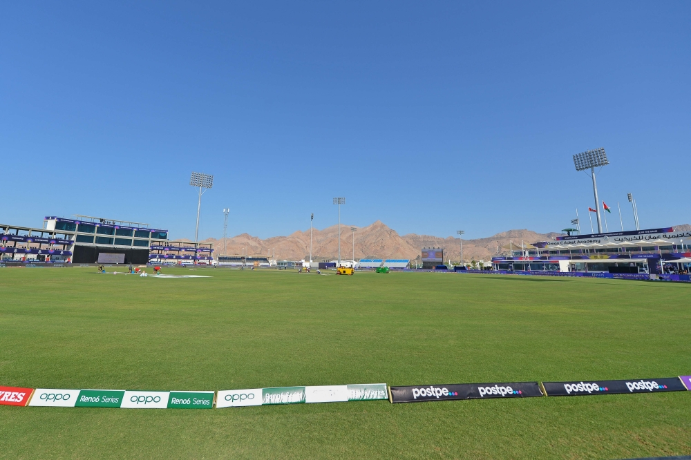 A general view shows the Al-Amerat Cricket Stadium in Oman's capital Muscat 