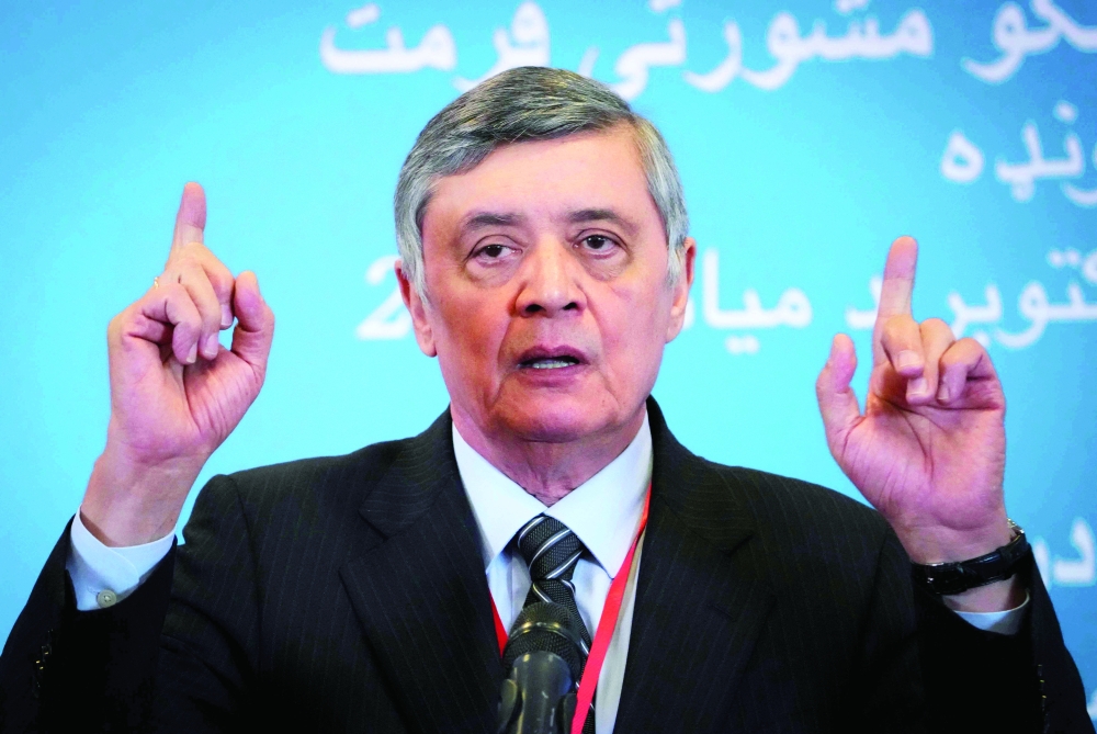 Russian presidential envoy to Afghanistan Zamir Kabulov speaks to the media in Moscow on Wednesday. - AFP