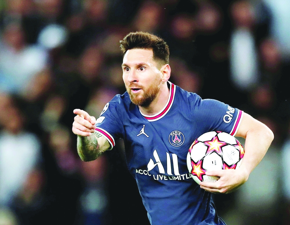 Soccer Football - Champions League - Group A - Paris St Germain v RB Leipzig - Parc des Princes, Paris, France - October 19, 2021 Paris St Germain's Lionel Messi celebrates scoring their second goal REUTERS/Benoit Tessier     TPX IMAGES OF THE DAY
