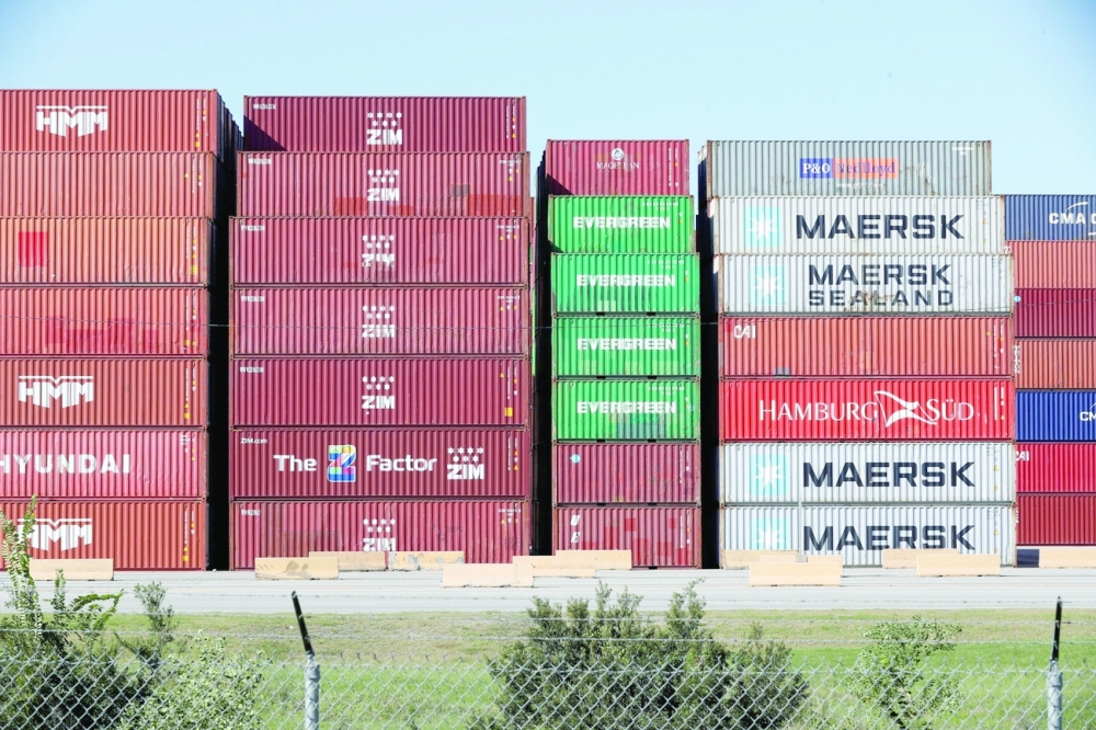 Containers are stored at the Port of Savannah