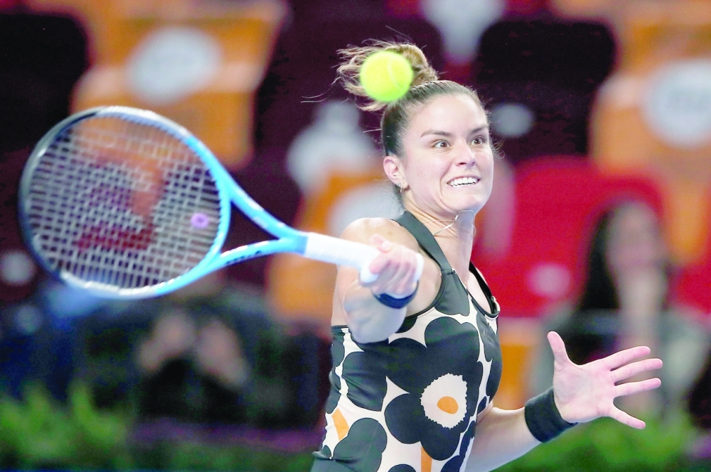 Greece's Maria Sakkari in action during her quarterfinal match against Romania's Simona Halep. -- Reuters