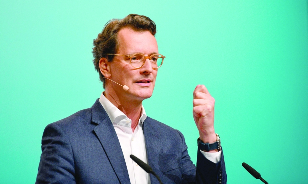 North Rhine-Westphalia's State Transport Minister Hendrik Wuest at the state party conference of North-Rhine Westphalia's Christian Democratic Union party in Bielefeld, western Germany. - AFP