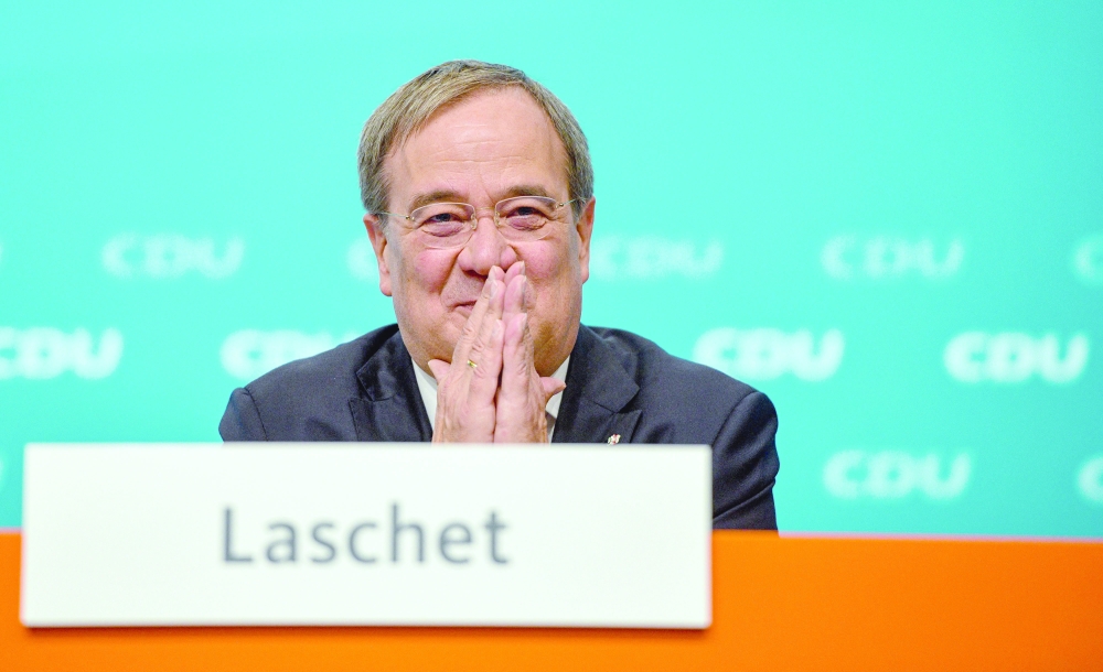 North Rhine-Westphalia's State Premier of the Christian Democratic Union Armin Laschet after delivering a speech at the state party conference of North- Rhine Westphalia's CDU party in Bielefeld. - AFP 