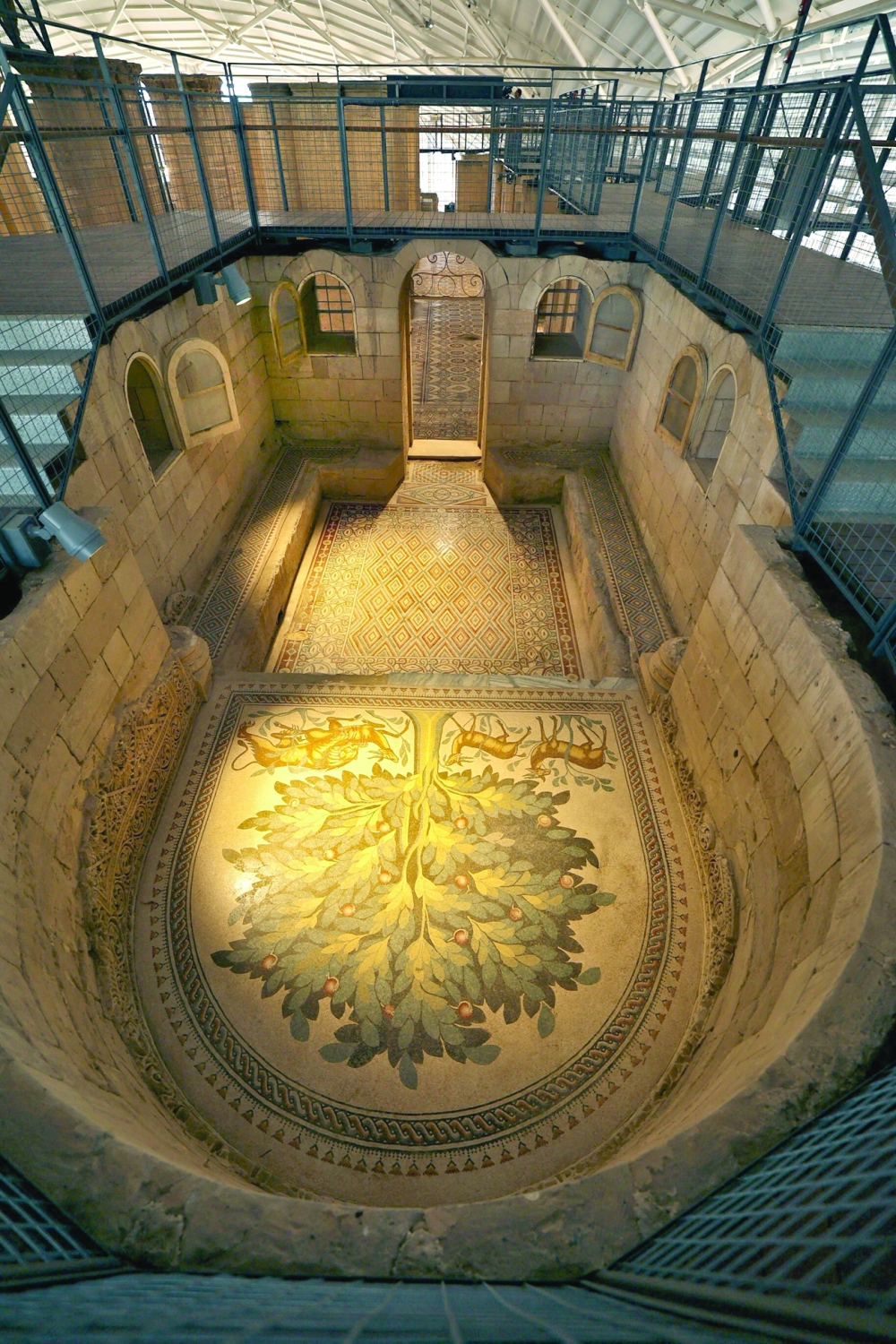One of the largest mosaic panels in the world was unveiled at Hisham's Palace in the West Bank city of Jericho on Thursday. - AFP