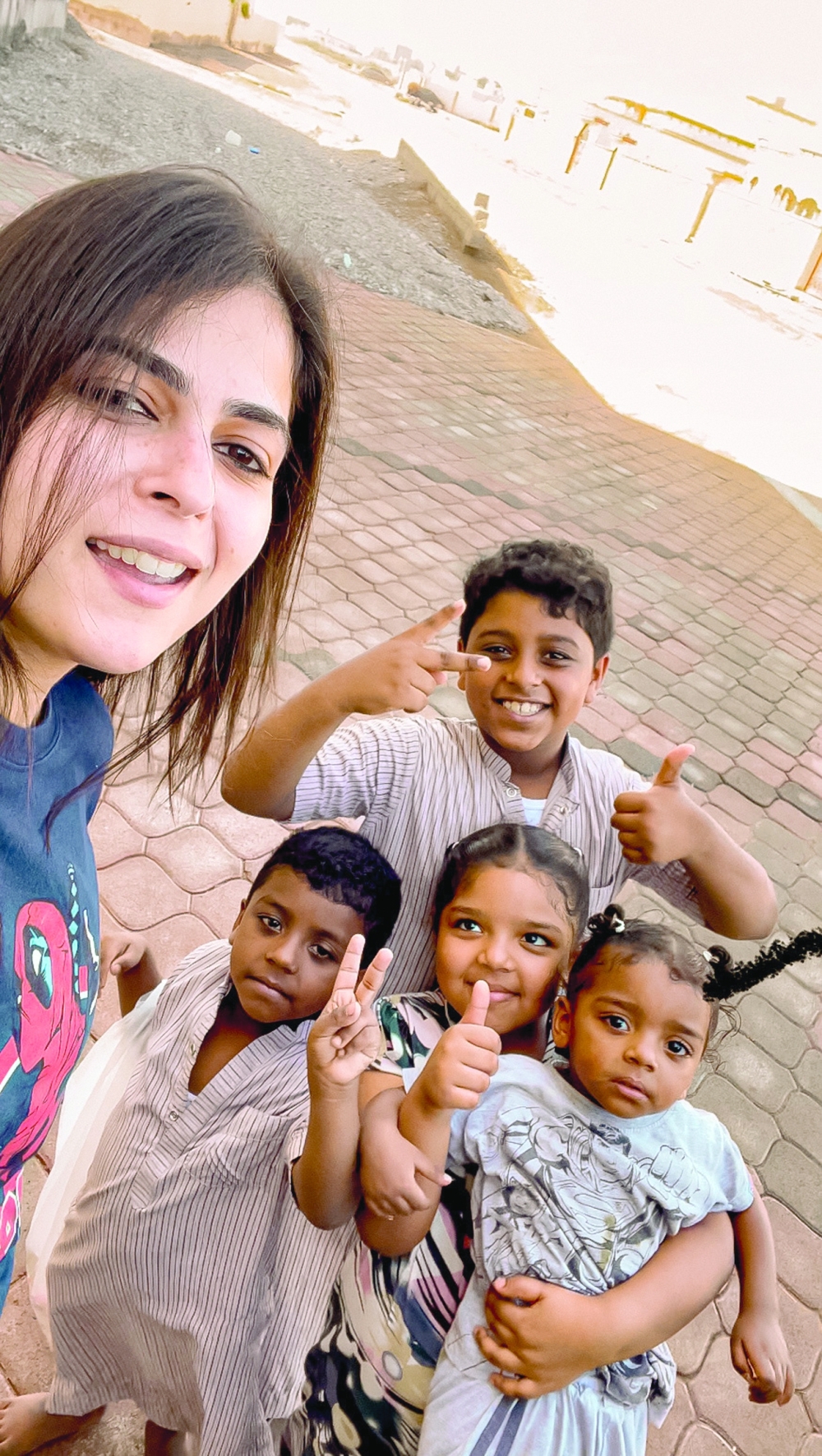 Rosh Khanzada seen during her volunteering work at Al Khabourah