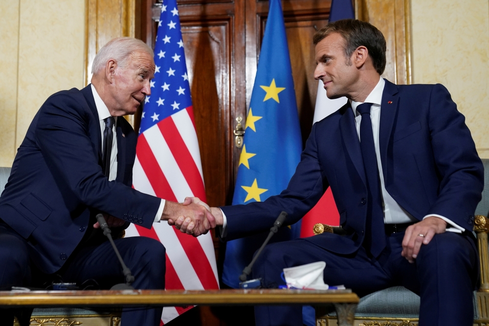 Joe Biden and Emmanuel Macron 