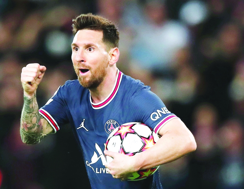 Soccer Football - Champions League - Group A - Paris St Germain v RB Leipzig - Parc des Princes, Paris, France - October 19, 2021 Paris St Germain's Lionel Messi celebrates scoring their second goal REUTERS/Benoit Tessier
