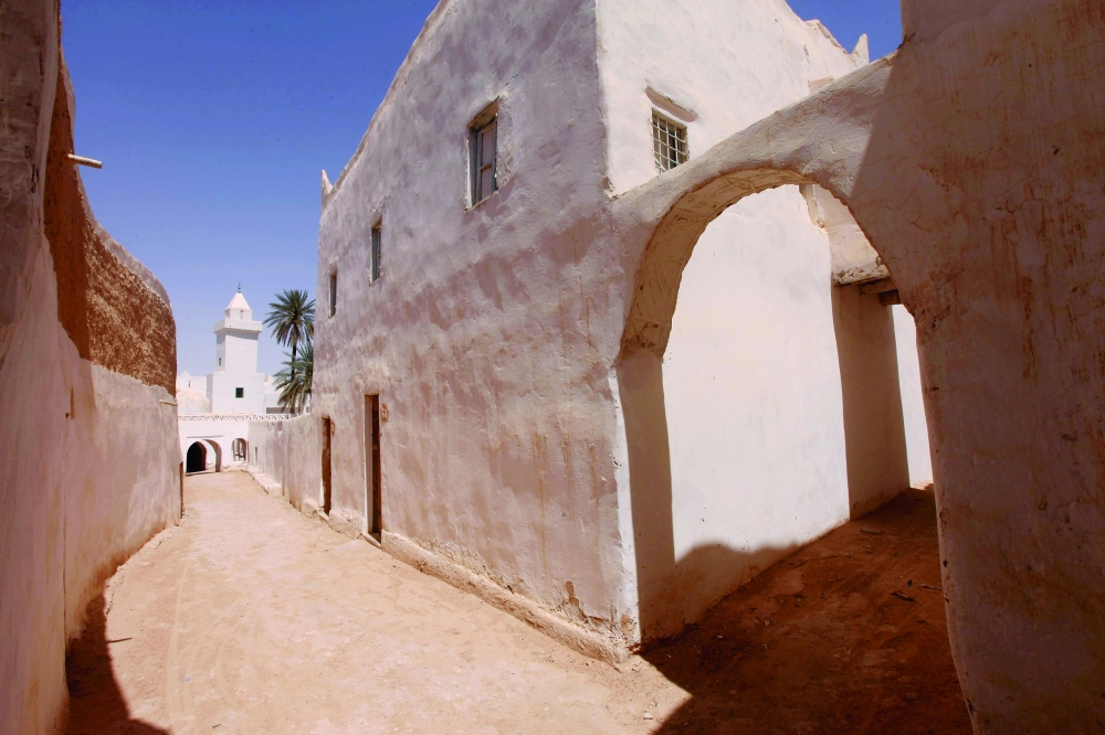 An empty passageway is pictured outside a mud-brick house, within the enclosed Libyan desert oasis town of Ghadames. - Reuters