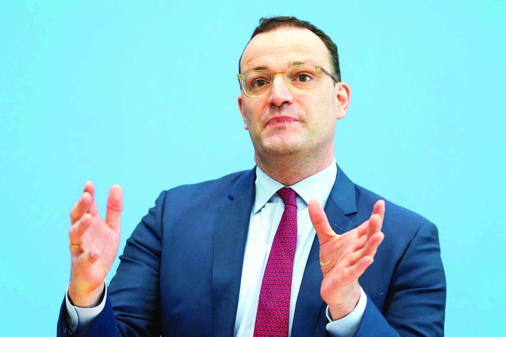 German Health Minister Jens Spahn during a press conference on the coronavirus situation in Germany, in Berlin. - AFP