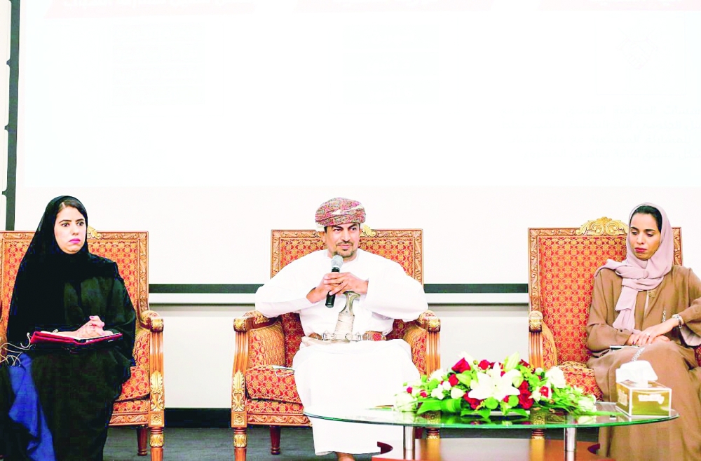 Dr Abdullah Nasser al Harrasi, Minister of Information, speaks at the forum on Wednesday