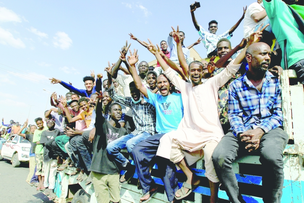 Protesters gesture and shout slogans as they demonstrate against the Sudanese military's recent seizure of power and ousting of the civilian government, in the capital Khartoum. - Reuters file photo