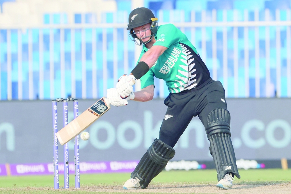 New Zealand's Glenn Phillips plays a shot. -- AFP