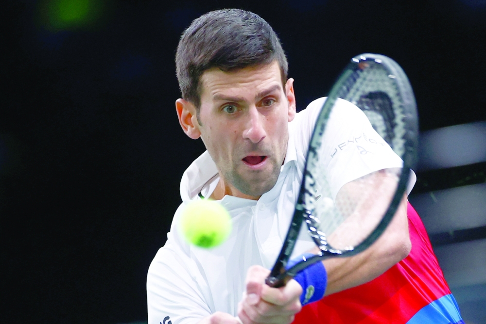 Serbia's Novak Djokovic in action during his semi-final match against Poland's Hubert Hurkacz. -- Reuters