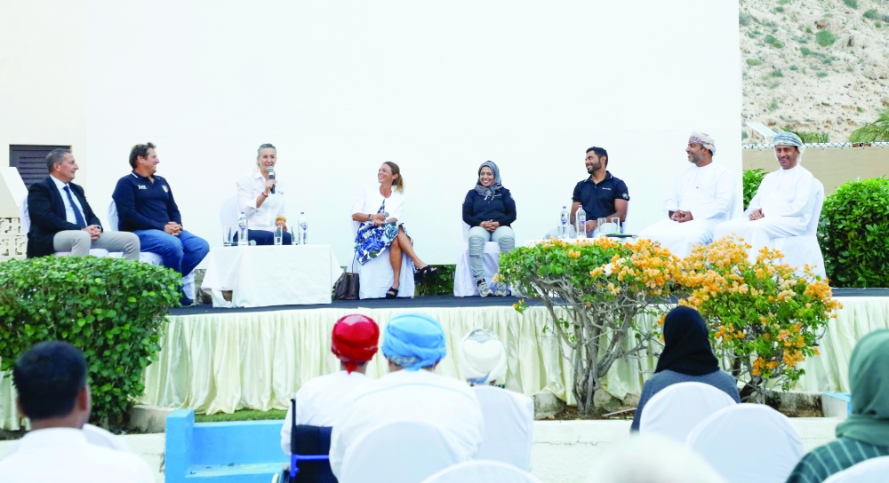 Photo (Left to right  Dr Francesco Ettorre Gabriele Bruni Caterina Banti Dr Chiara Cei (moderator) Ibtisam Al Sami Musab Al Hadi  Khamis Al Anbouri Dr Khamis Al Jabri)