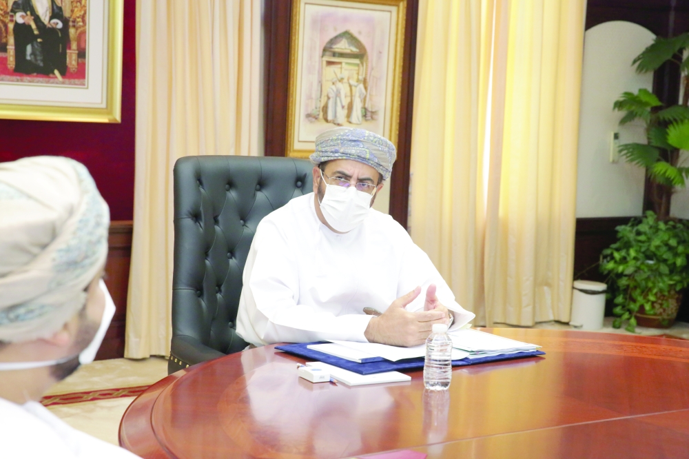 Dr Said bin Mohammed al Saqri, Minister of Economy, attends the meeting in Muscat on Thursday,