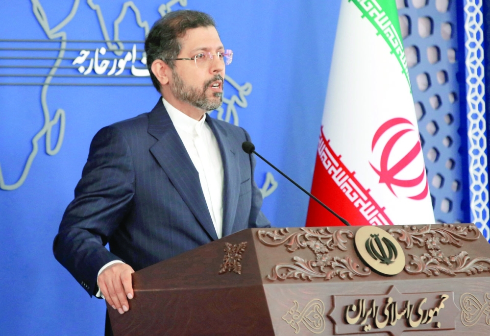 Iran's foreign ministry spokesman Saeed Khatibzadeh speaks to media during a press conference in Tehran. - AFP