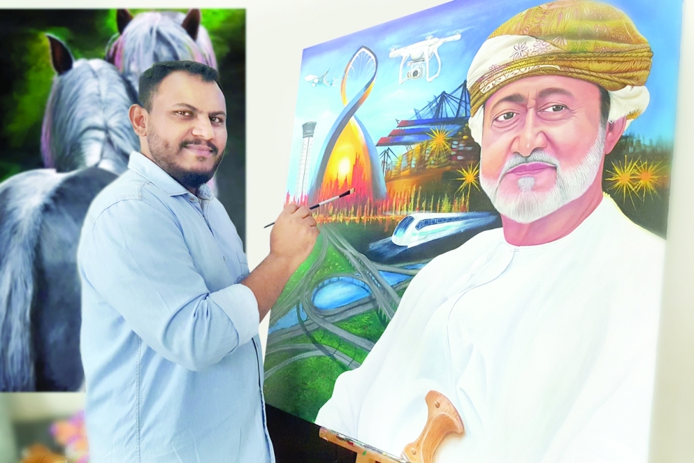 Reji Chandy with his work