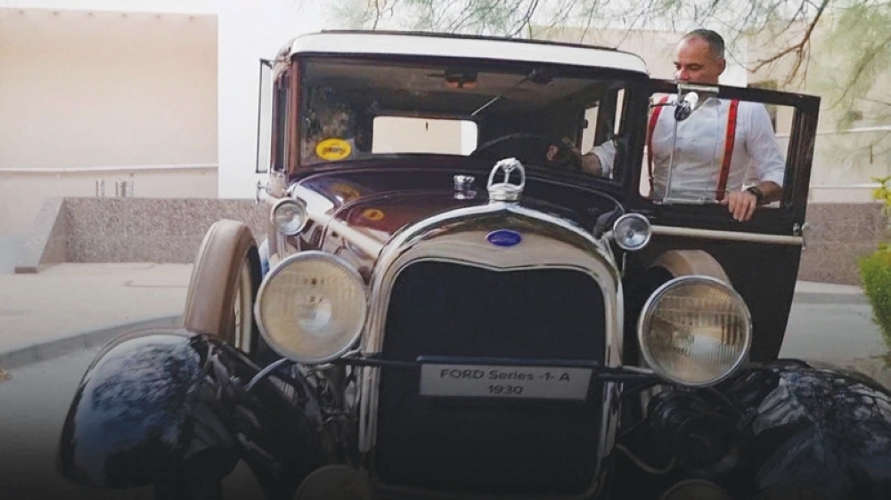 Checking out a classic Ford car