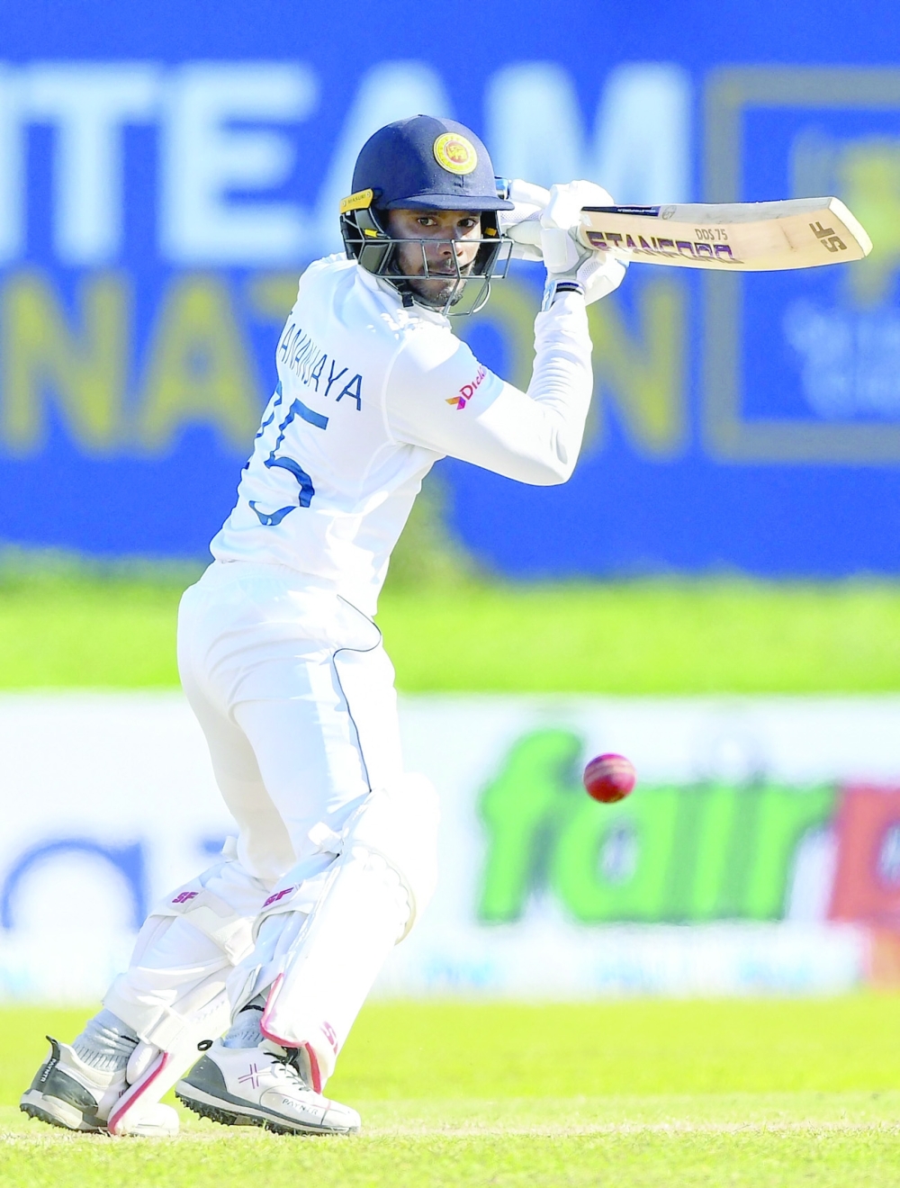 Sri Lanka's Dhananjaya de Silva plays a shot during the fourth day of the second Test against West Indies. -- AFP