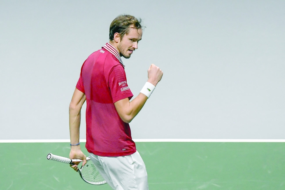 Russia's Daniil Medvedev reacts during the men's singles quarterfinal. -- AFP