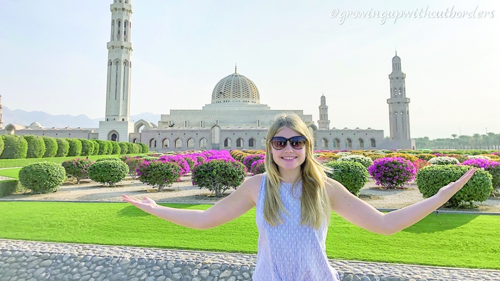 Julia at the Grand Mosque gardens