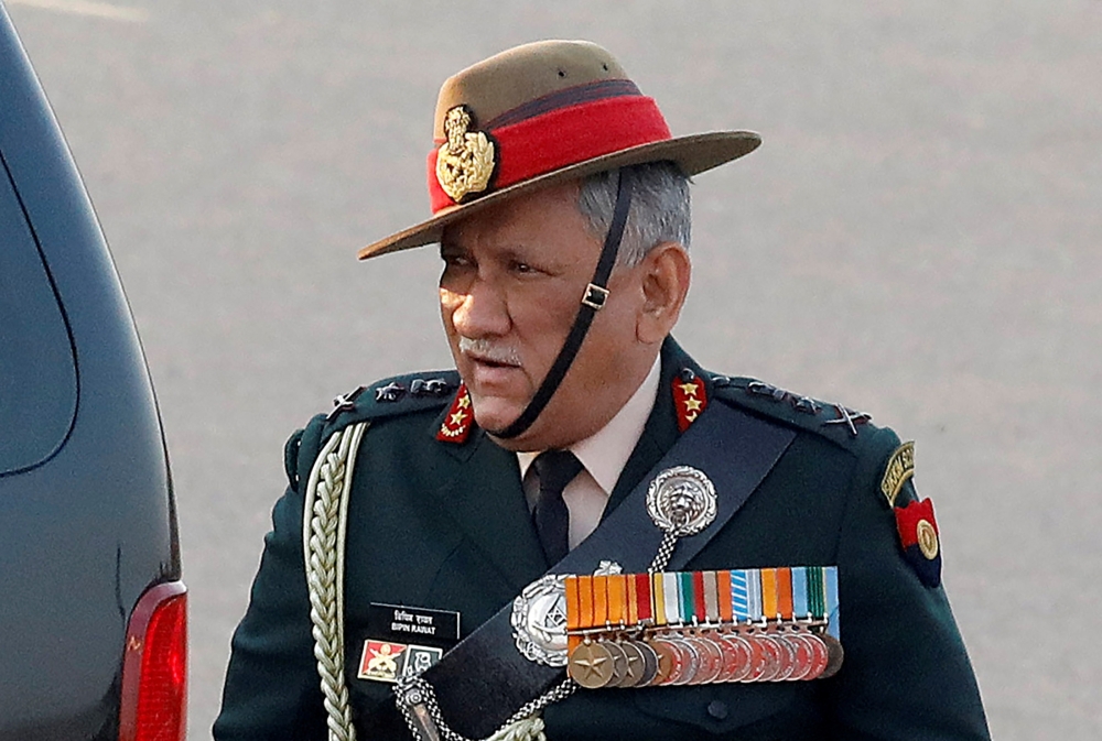 Indian Army chief General Bipin Rawat arrives for the Beating the Retreat ceremony in New Delhi, India, January 29, 2019. Picture taken January 29, 2019.