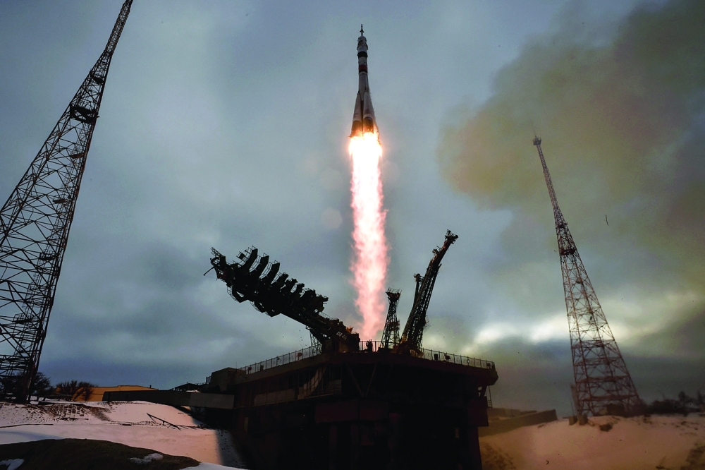 The Soyuz MS-20 spacecraft carrying the crew of Russian cosmonaut Alexander Misurkin blasts off to the ISS from the Moscow-leased Baikonur cosmodrome in Kazakhstan. - AFP