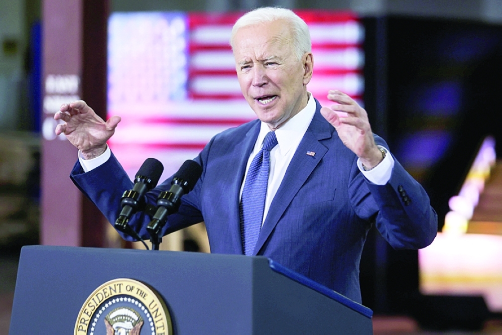 US President Biden holds infrstructure event at Carpenters Pittsburgh Training Center in Pittsburgh, Pennsylvania, in this file photo. — Reuters