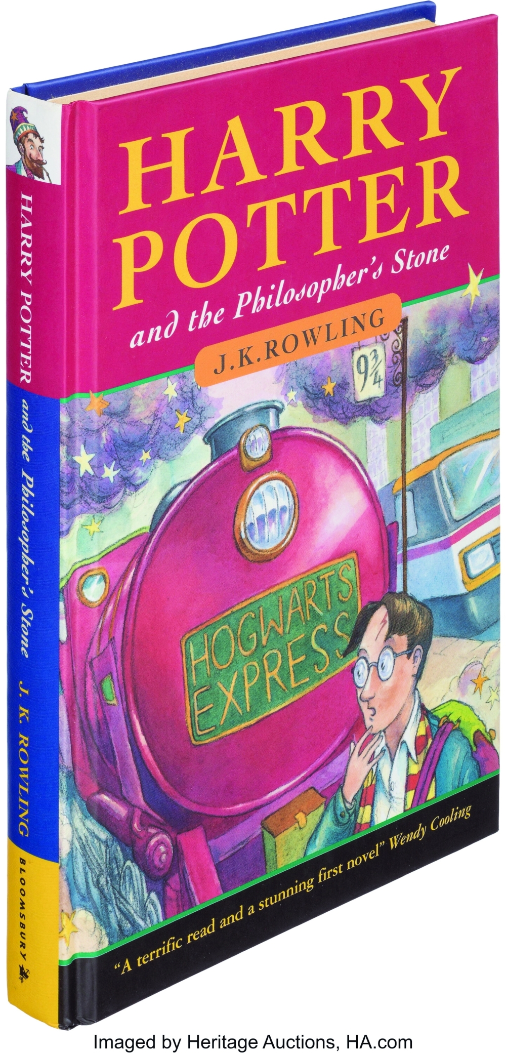 A first edition copy of J.K. Rowling's "Harry Potter and the Philosopher's Stone" is seen in an undated handout photo